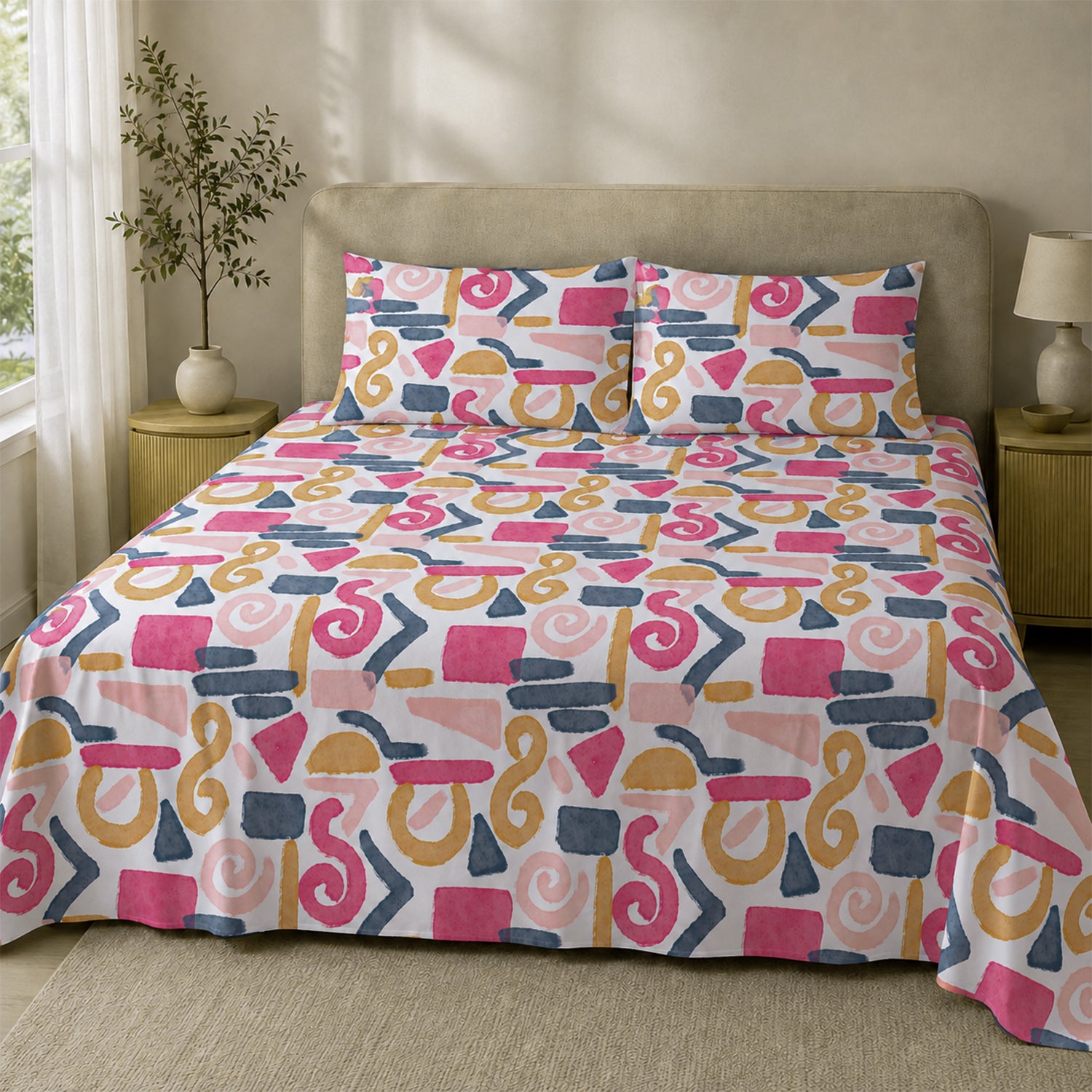 Vibrant Abstract Art Bedsheet