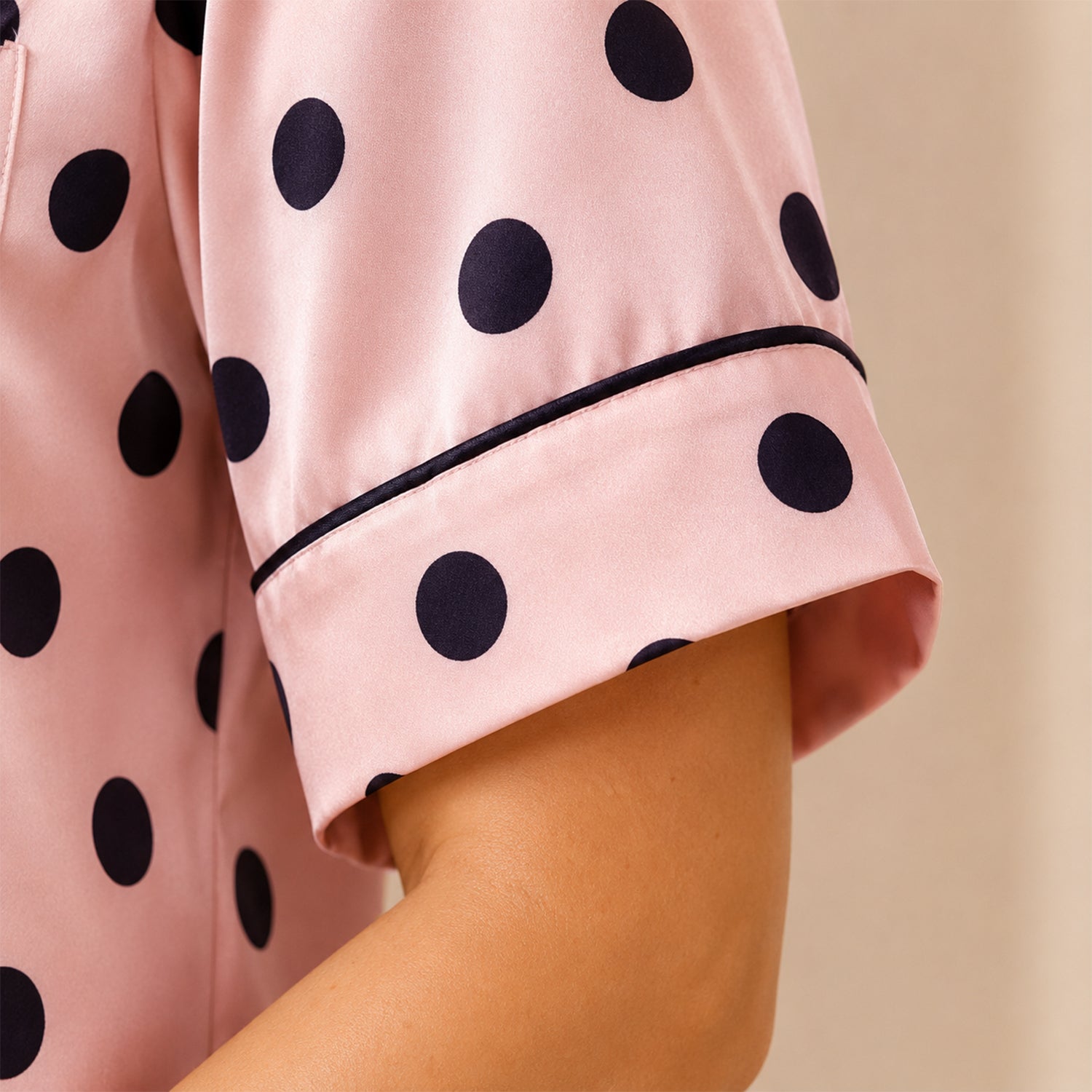 Blush Pink Polka Dot Satin