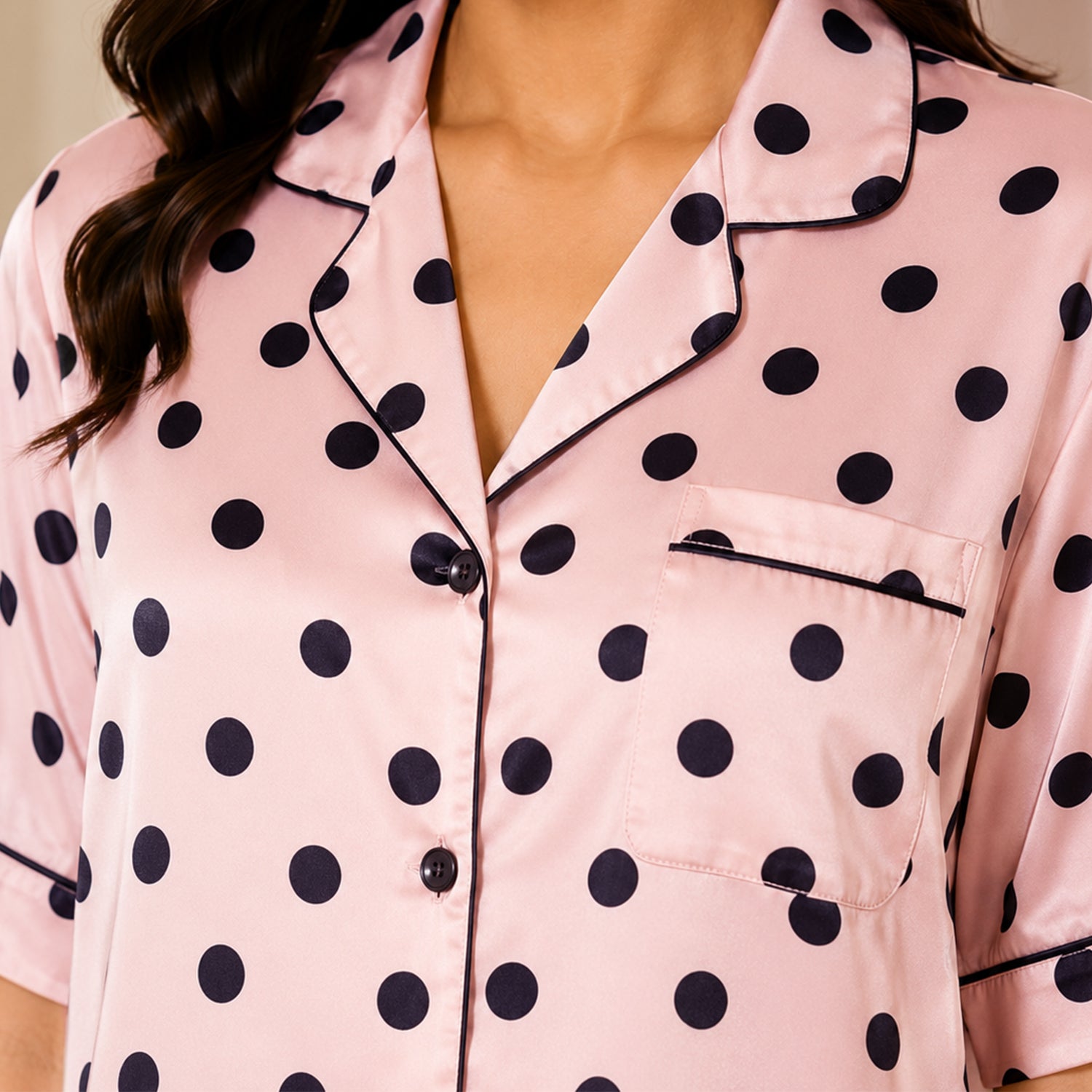 Blush Pink Polka Dot Satin