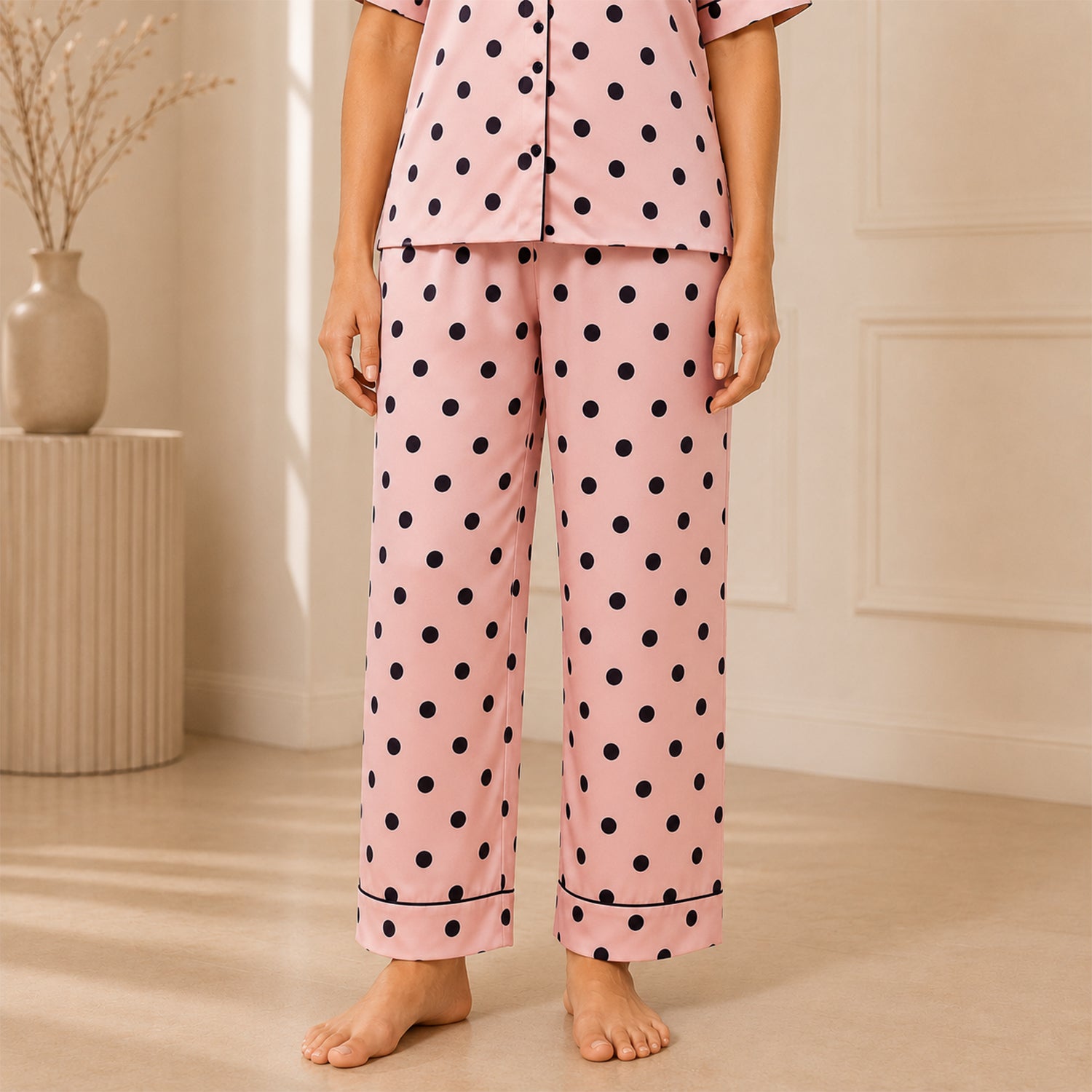 Blush Pink Polka Dot Satin