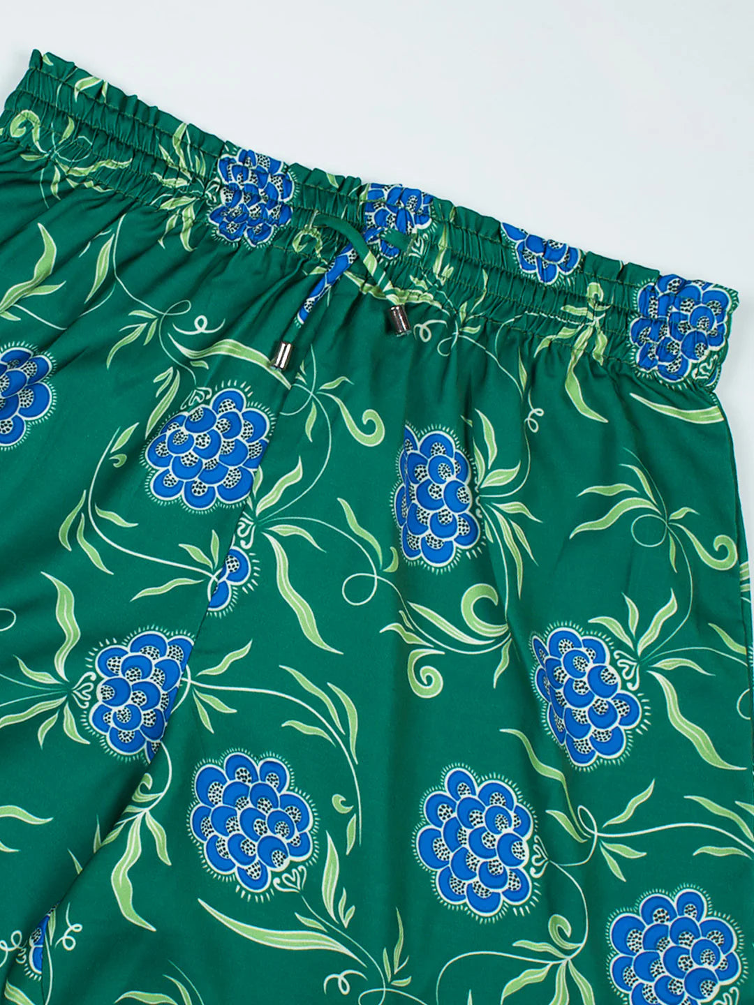 Women’s Forest Green Relaxed V-Neck Top & Shorts Set