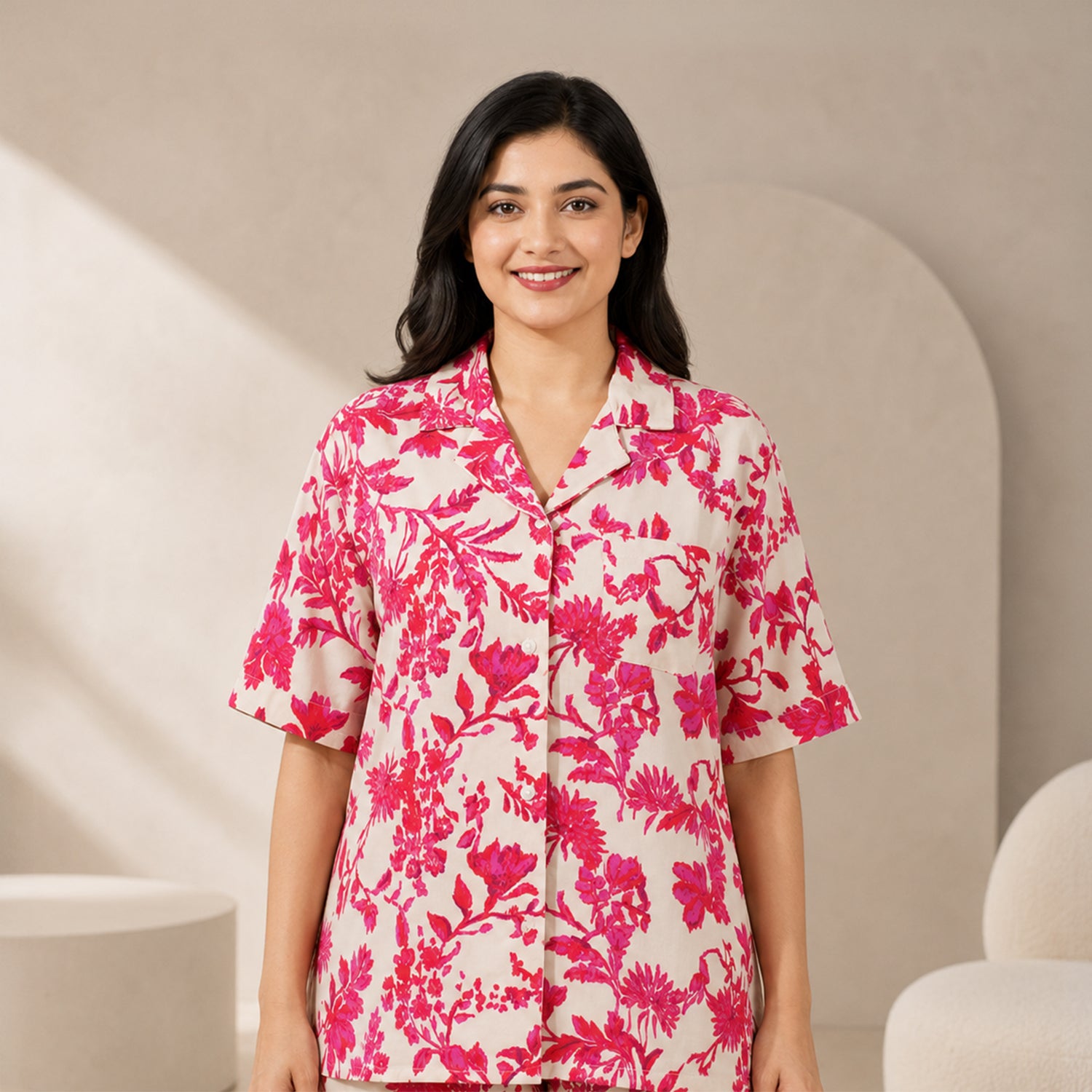 Hot Pink & Ivory Floral
