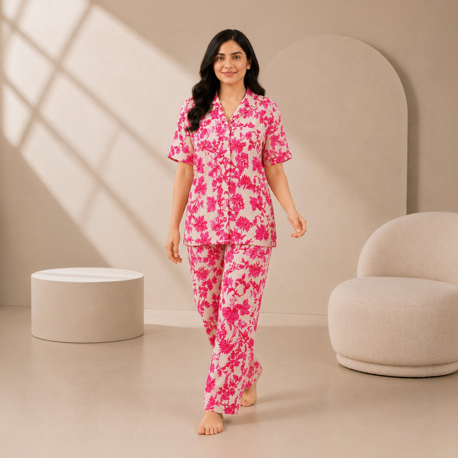 Hot Pink & Ivory Floral