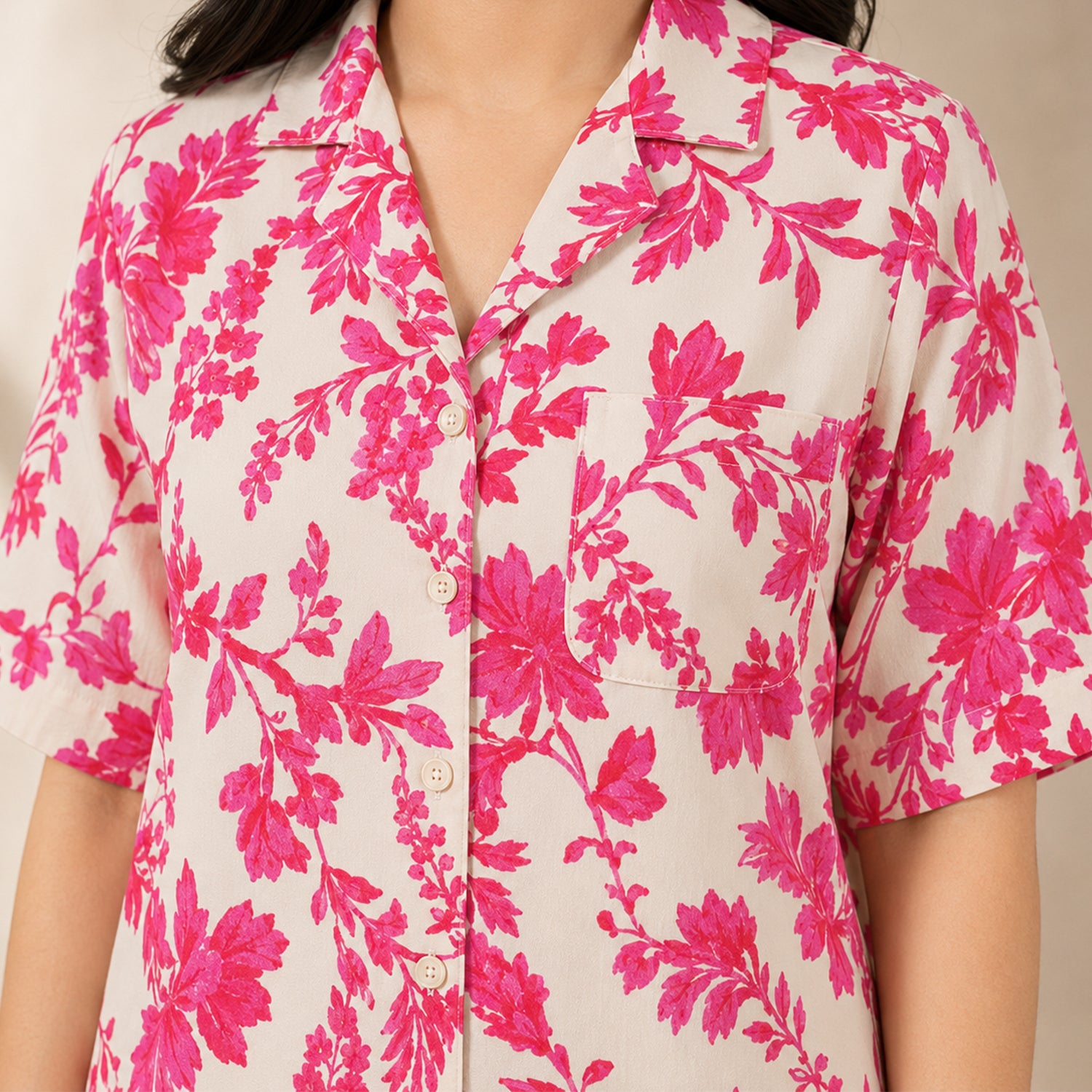 Hot Pink & Ivory Floral