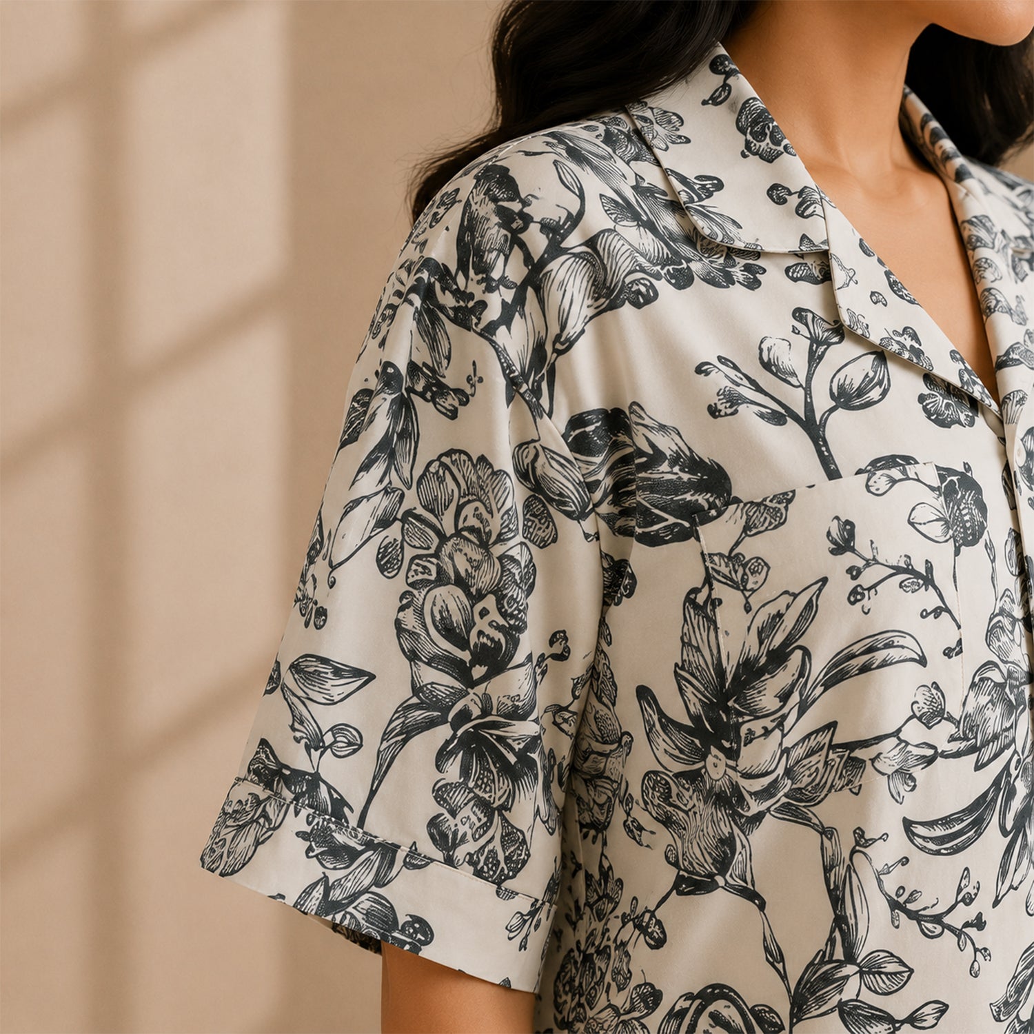 Monotone Botanic Bird Print