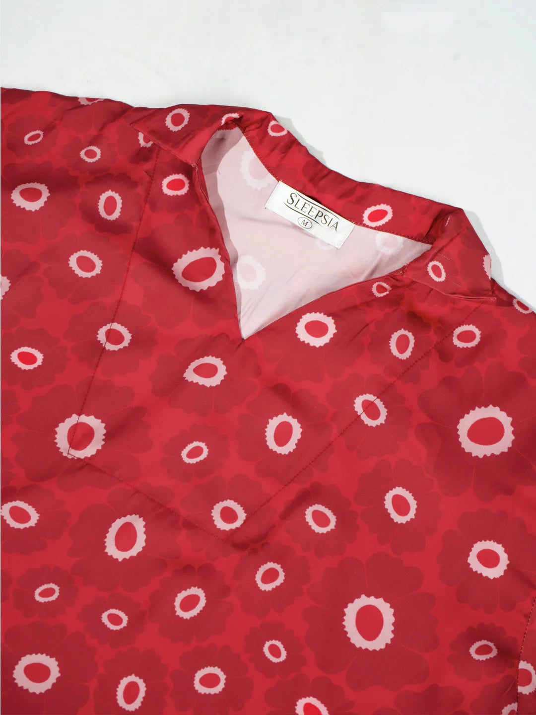 Women’s Red Floral Print Relaxed V-Neck Top & Shorts Set
