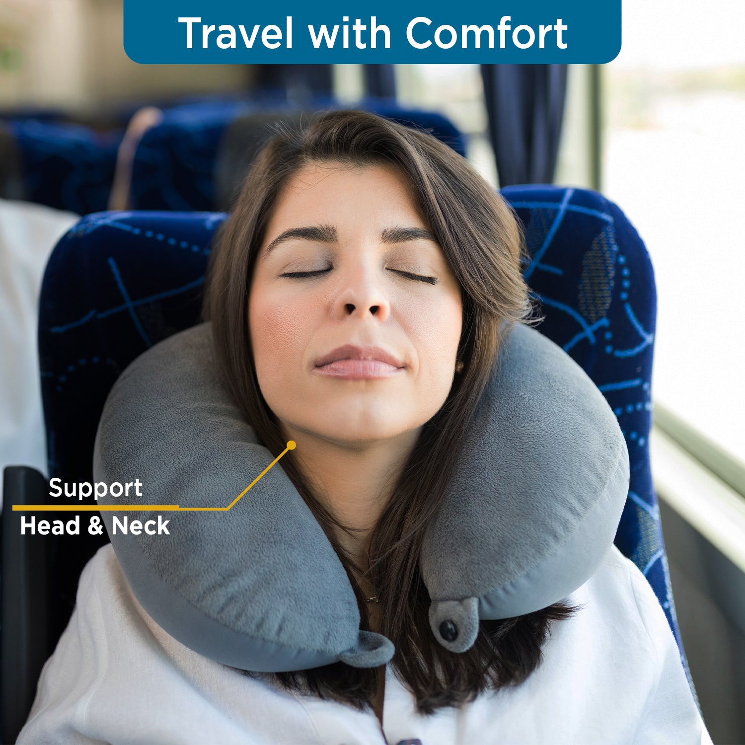 Super-Soft Memory Foam Travel Pillow - Velvet Fabric