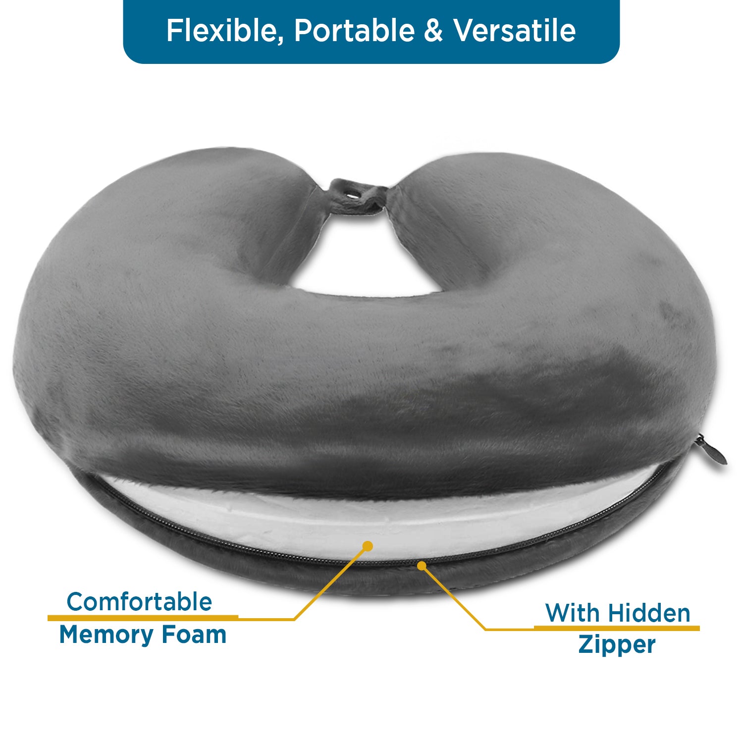 Super-Soft Memory Foam Travel Pillow - Velvet Fabric