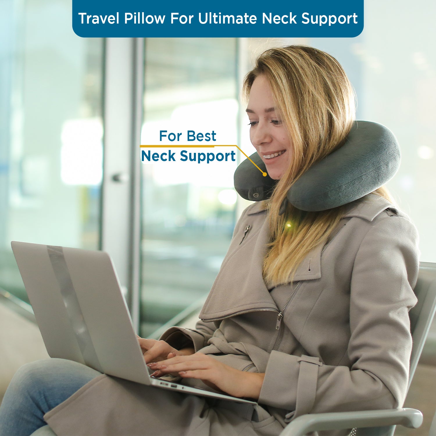 Super-Soft Memory Foam Travel Pillow - Velvet Fabric