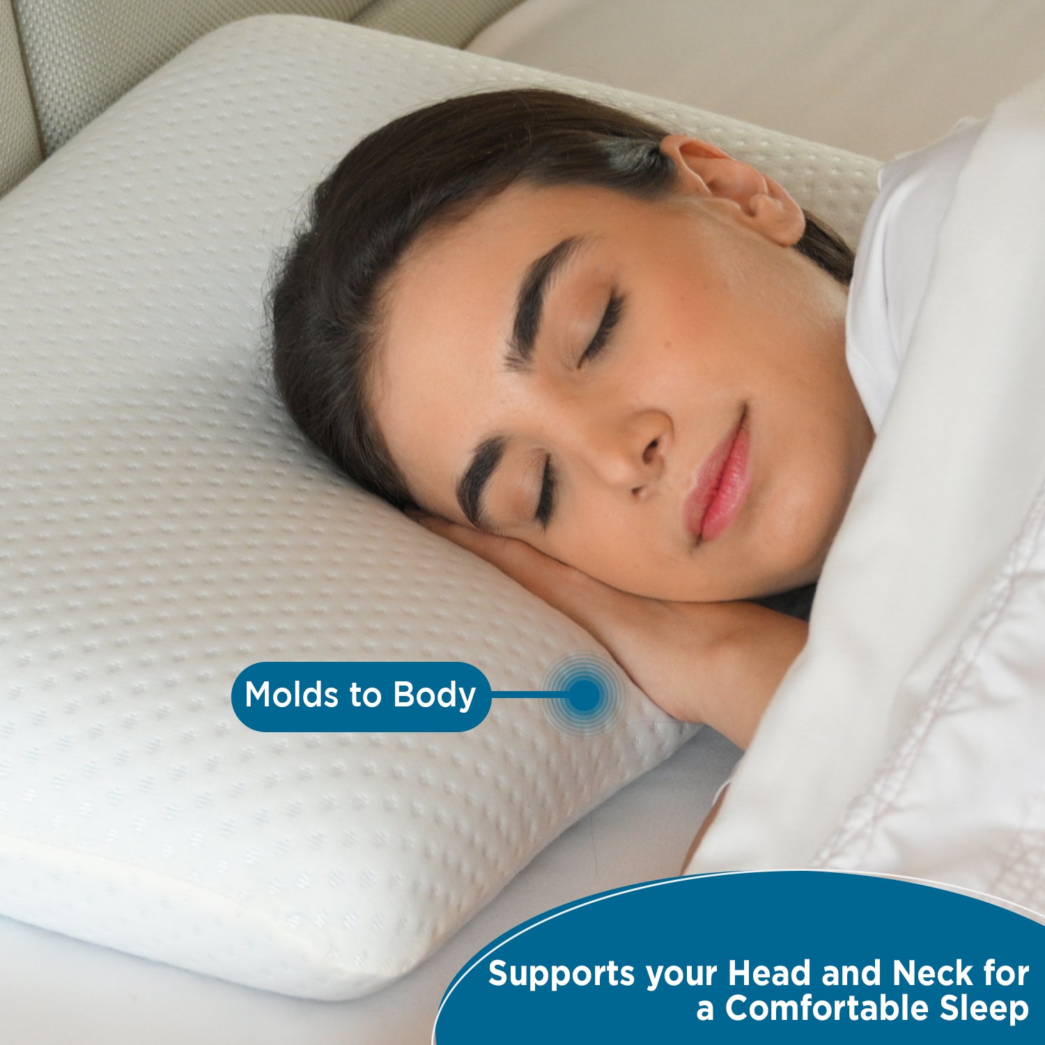 Gel Orthopedic Ventilated Standard Pillow With Washable Cover- Blue
