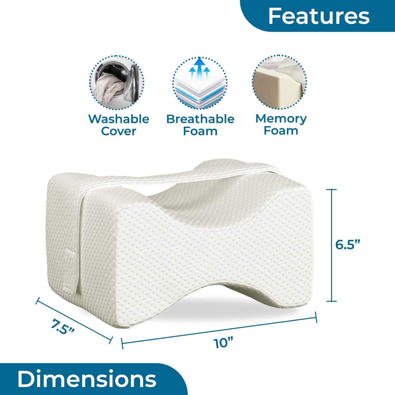 Orthopedic Memory Foam Knee & Leg Support Pillow for Side Sleepers