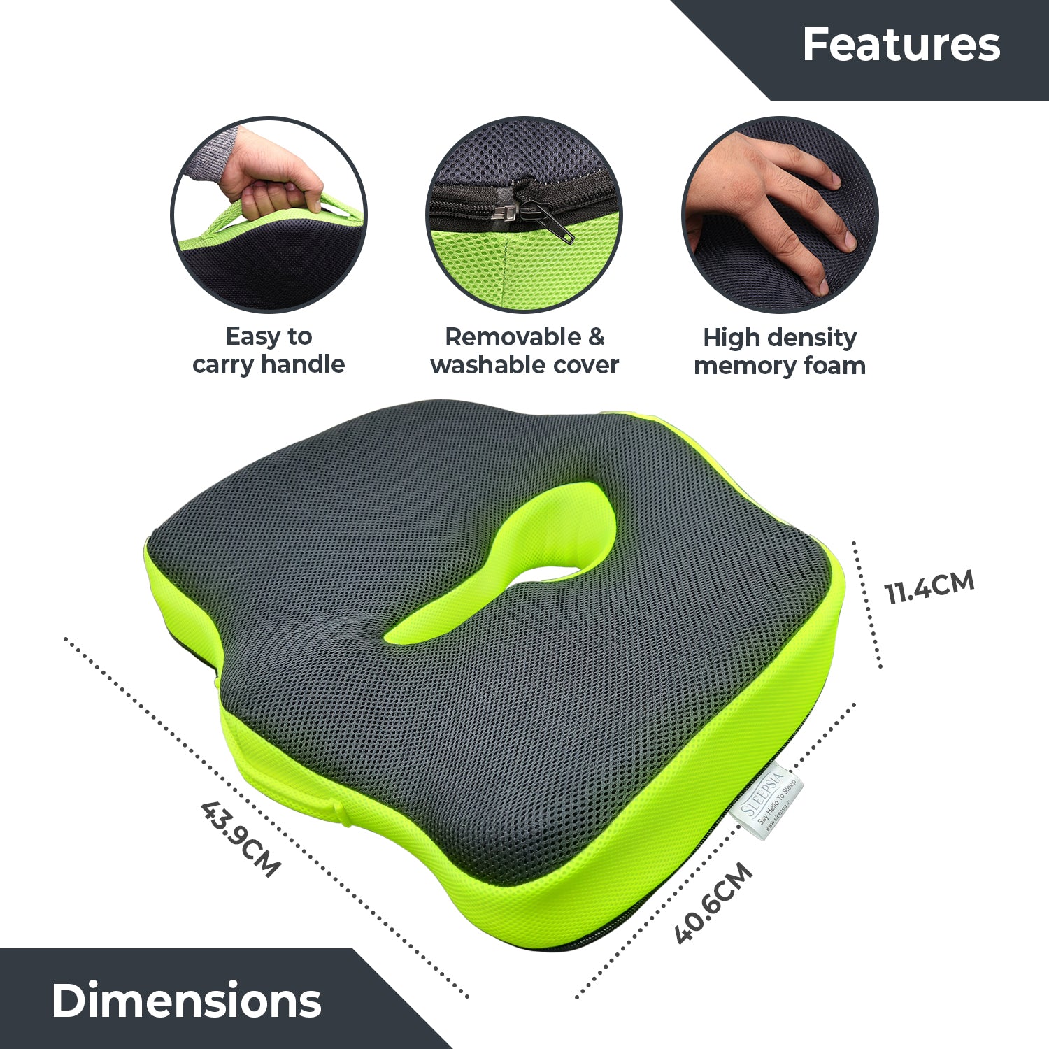 Orthopedic Memory Foam Coccyx  Seat Cushion for Tailbone, Sciatica & Back Pain Relief